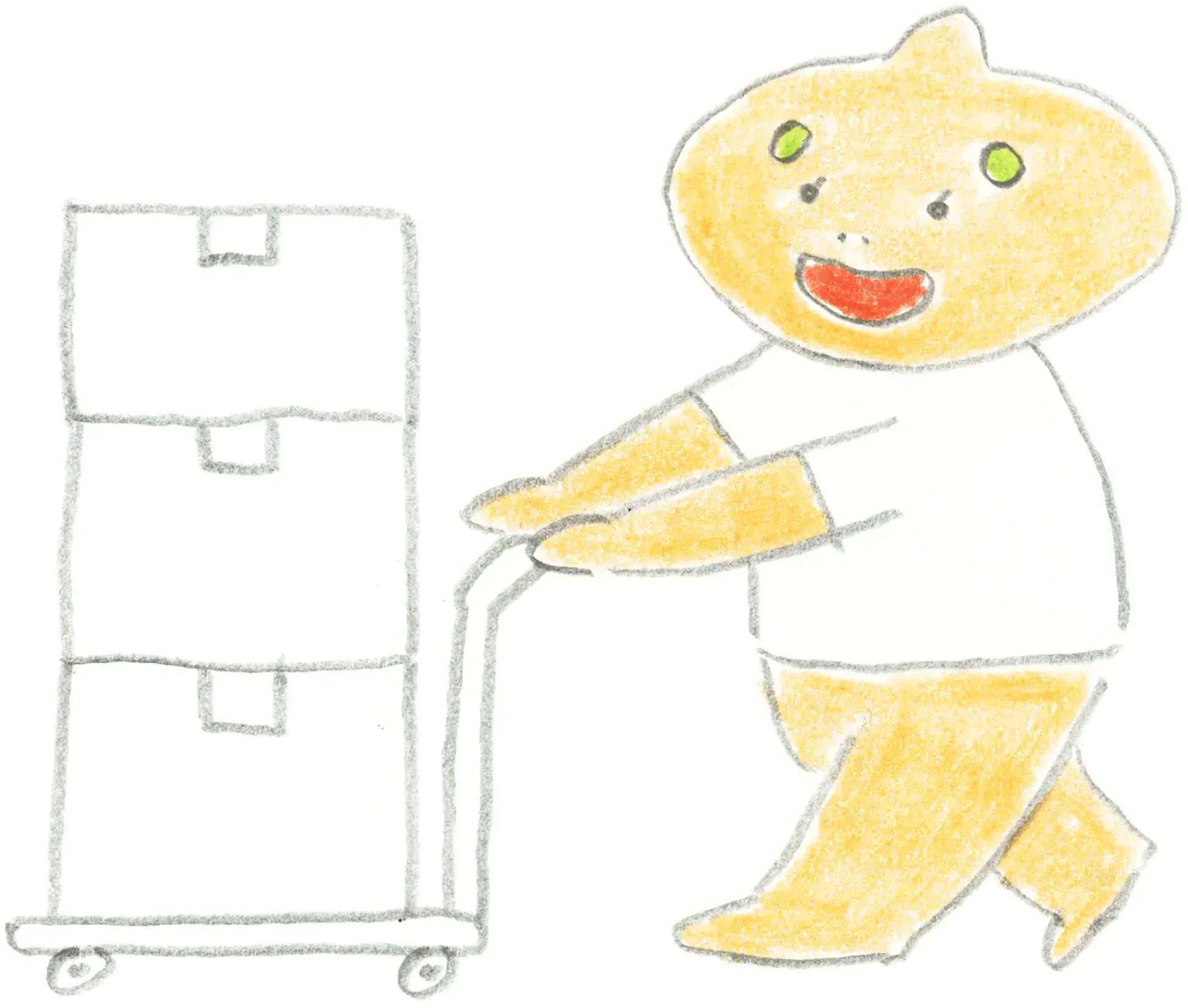荷物を運ぶよしみんのイラスト