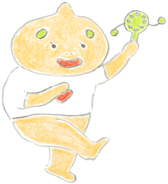 でんでん太鼓で遊ぶよしみんのイラスト