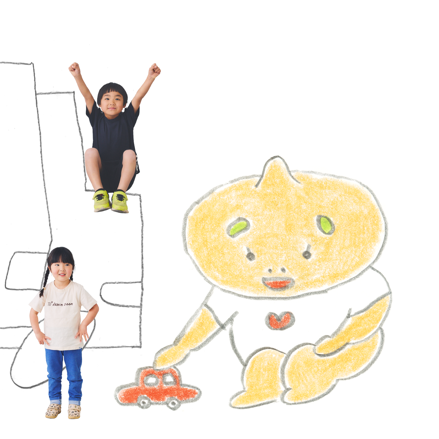 よしみんがミニカーで遊んでいる画像